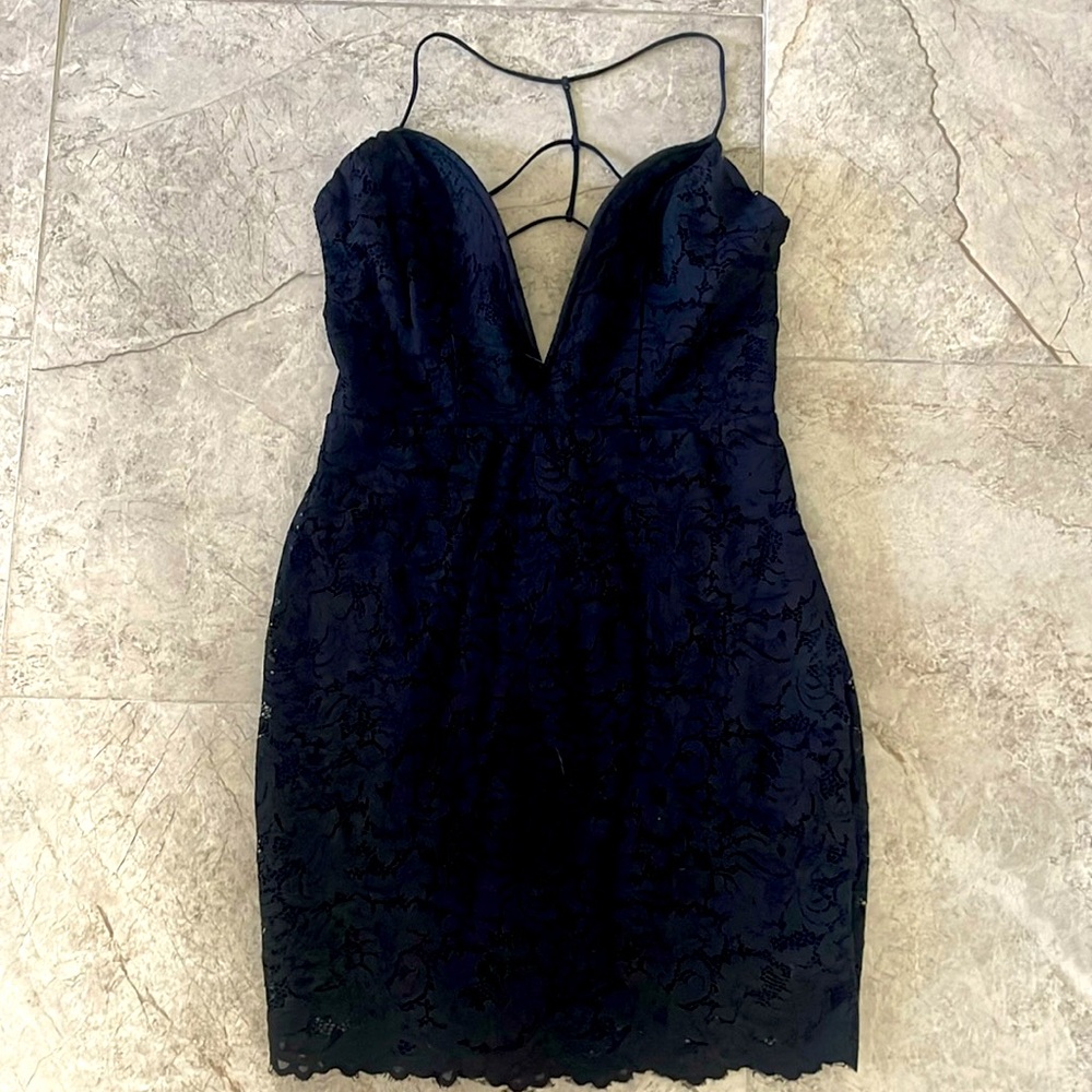 BEBE black lace lined dress